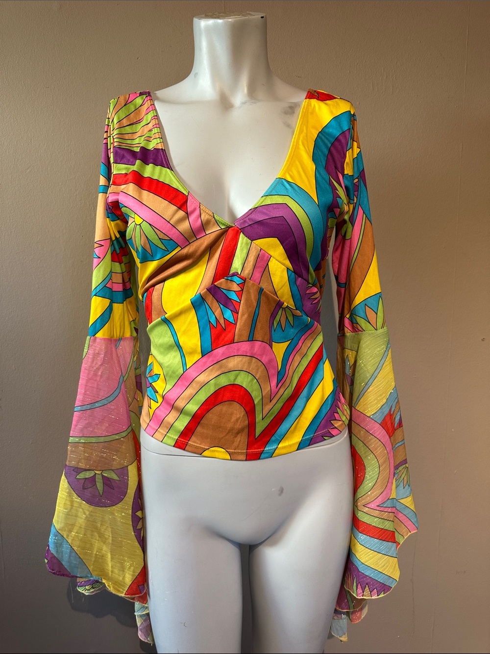 Women's Disco fever bell-sleeve top / shirt costume Leg Avenue
